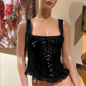 Killstar Black blood lust Velvet S Lace-Up corset top nwot